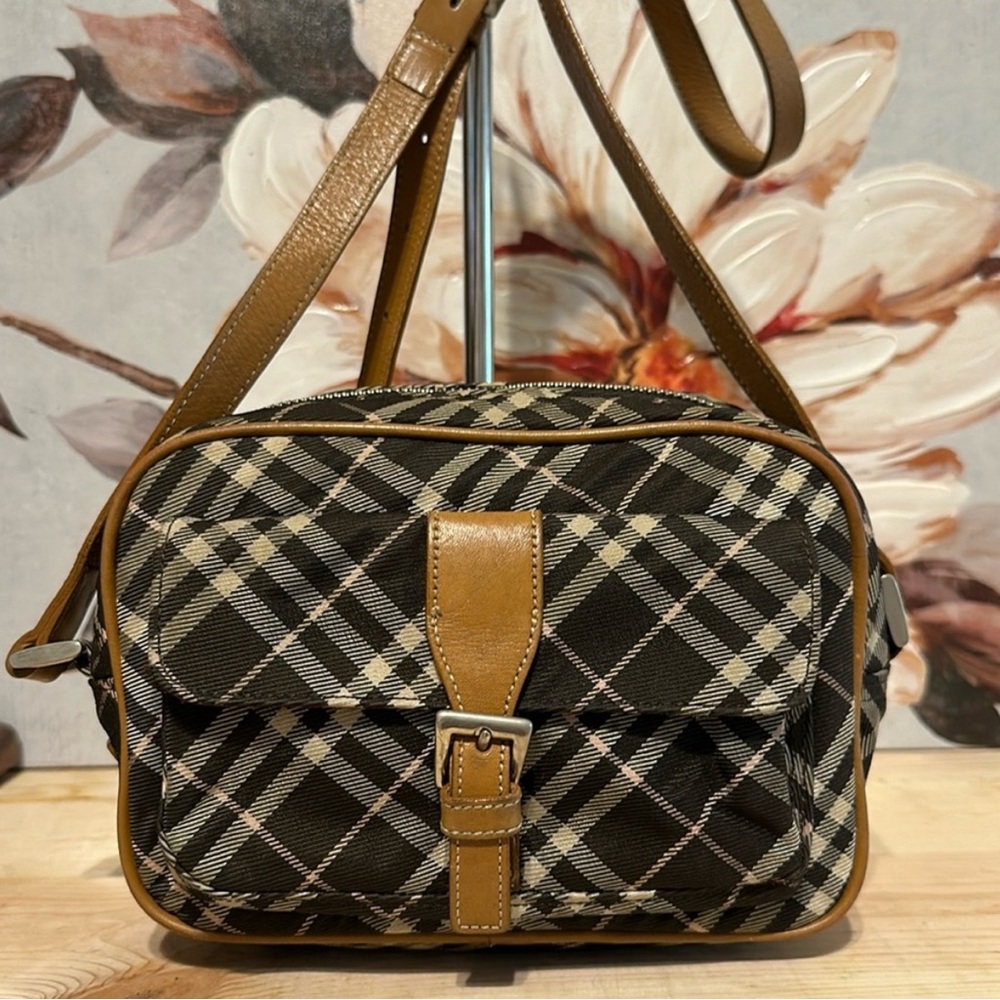 Burberry Brown and Tan Plaid Crossbody Bag